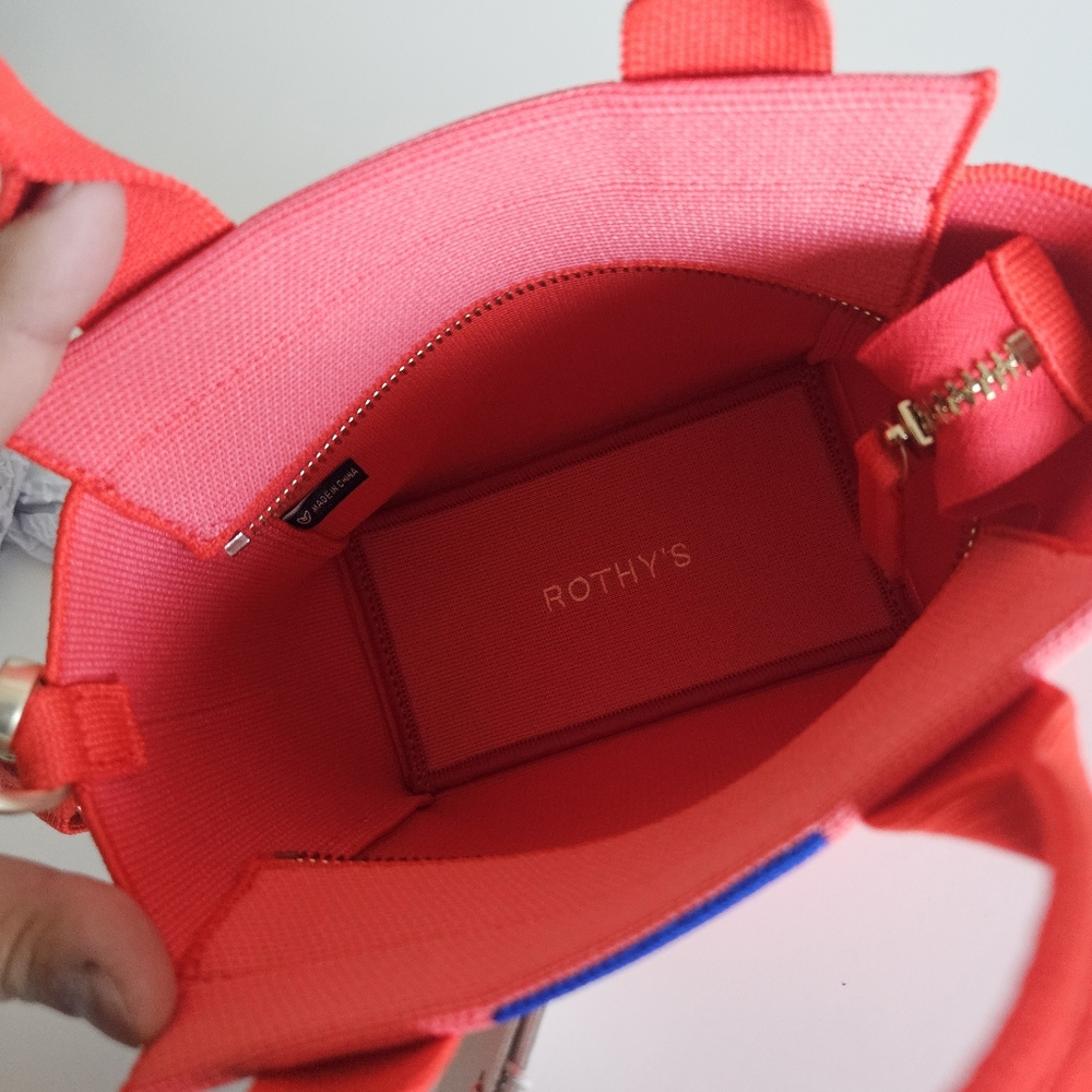 NWT Rothys | The Mini Handbag Crossbody in Two Tone Knit Coral Red - Picture 6 of 7
